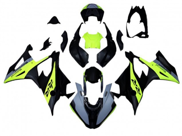 BMW S1000RR Motorrad Verkleidung 2019-2022 - Matt Schwarz Grau Neon Gelb