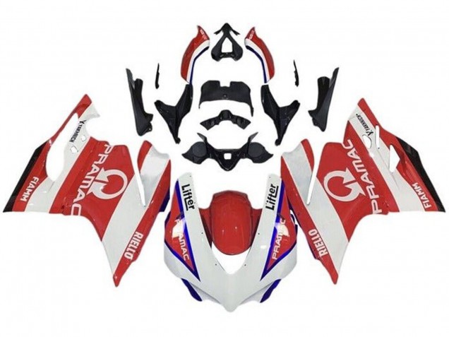 Ducati 959/1299 Motorrad Verkleidung 2015-2020 - Weiss Rot Blau Pramac