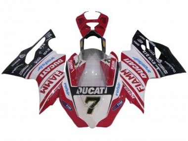 Ducati Panigale 1199 Motorrad Verkleidung 2011-2014 - Weiss Rot Glanzendes Schwarz Fiamm Tim 7