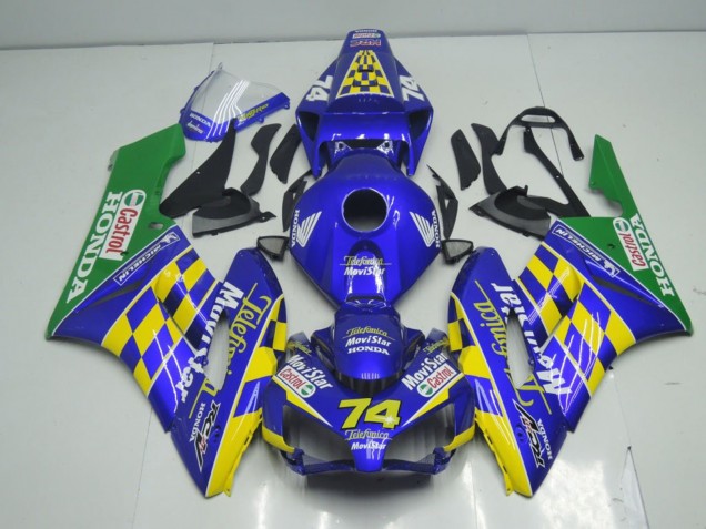 Honda CBR1000RR Motorrad Verkleidung 2004-2005 - Blau Gelb Grun MoviStar