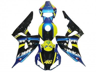 Honda CBR1000RR Motorrad Verkleidung 2006-2007 - Blau Gelb Glanzendes Schwarz Hai 46