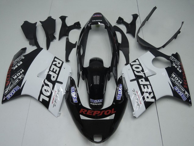 Honda CBR1100XX Blackbird Motorrad Verkleidung 1996-2007 - Glanzendes Schwarz Weiss Rot Repsol