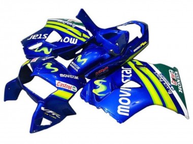 Honda VFR 800 Motorrad Verkleidung 1998-2001 - Blau Grun Weiss MoviStar Castrol HRC Schwarz Prince