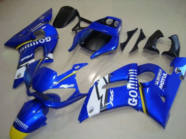 Yamaha YZF R6 Motorrad Verkleidung 1998-2002 - Blau Weiss Gelb Go Motul