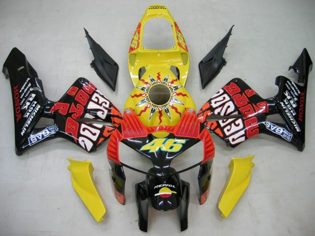 Honda CBR600RR Motorrad Verkleidung 2005-2006 - Schwarz Gelb Rossi