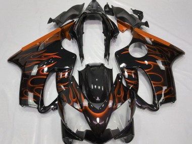 Honda CBR600 F4i Motorrad Verkleidung 2004-2007 - Glanzendes Schwarz Orange Flamme
