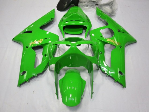 Kawasaki ZX6R Motorrad Verkleidung 2003-2004 - Grun Gold Aufkleber