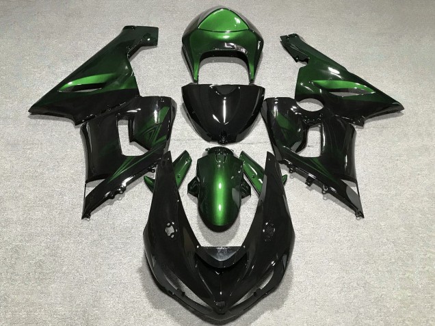 Kawasaki ZX6R Motorrad Verkleidung 2005-2006 - Grun Glanzendes Schwarz