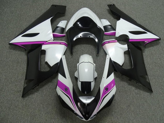 Kawasaki ZX6R Motorrad Verkleidung 2005-2006 - Weiss Schwarz Rosa