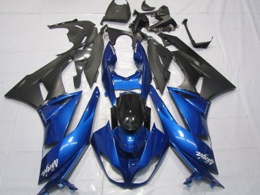 Kawasaki ZX6R Motorrad Verkleidung 2007-2008 - Blau Matt Schwarz Weiss