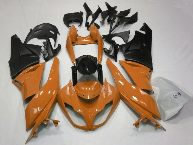 Kawasaki ZX6R Motorrad Verkleidung 2007-2008 - Orange Schwarz Matt Schwarz