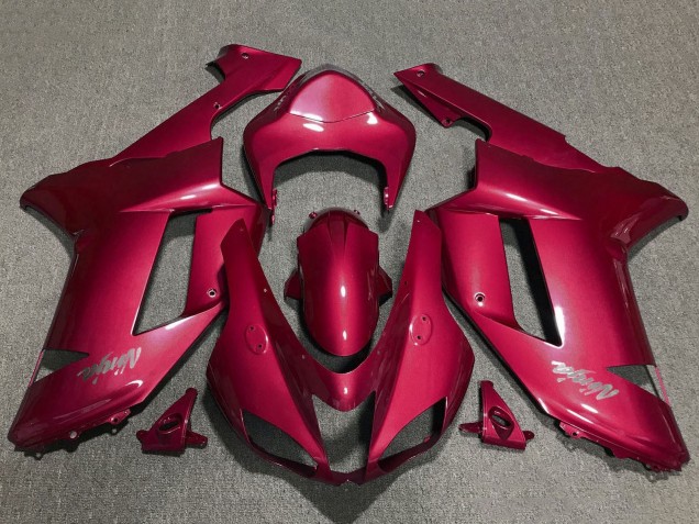Kawasaki ZX6R Motorrad Verkleidung 2007-2008 - Rot Chrome