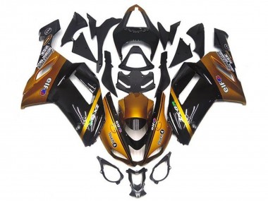 Kawasaki ZX6R Motorrad Verkleidung 2007-2008 - Gold Schwarz Elf