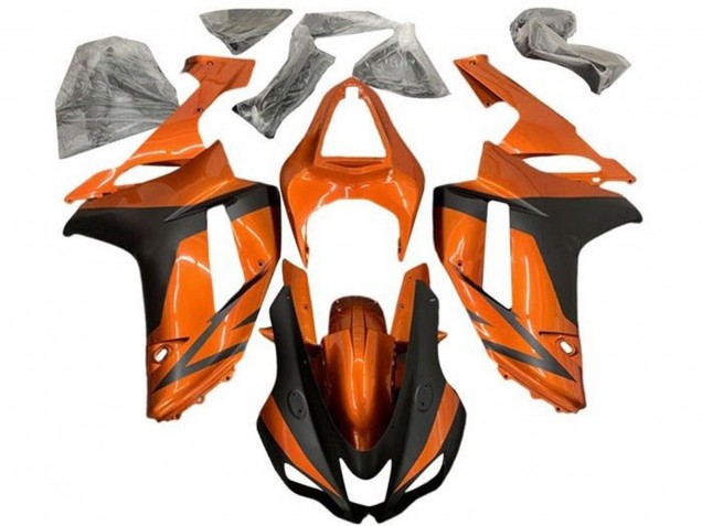 Kawasaki ZX6R Motorrad Verkleidung 2007-2008 - Orange Matt Schwarz