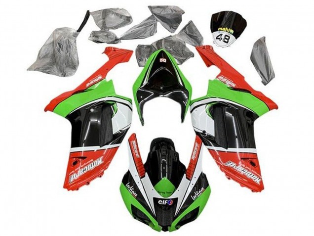 Kawasaki ZX6R Motorrad Verkleidung 2007-2008 - Rot Grun Schwarz Weiss