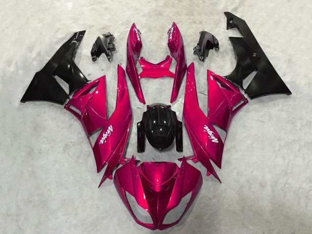 Kawasaki ZX6R Motorrad Verkleidung 2009-2012 - Bonbon Rot Glanzendes Schwarz