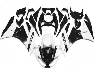 Kawasaki ZX6R Motorrad Verkleidung 2009-2012 - Weiss Glanzendes Schwarz