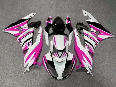 Kawasaki ZX6R Motorrad Verkleidung 2009-2012 - Weiss Rosa Schwarz