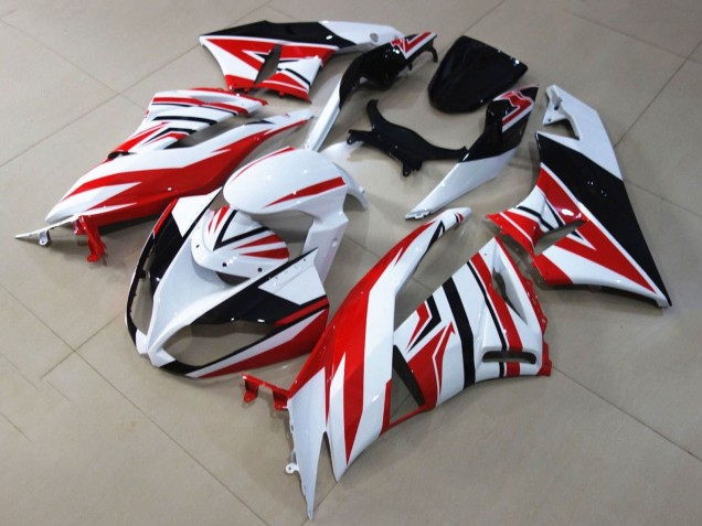 Kawasaki ZX6R Motorrad Verkleidung 2009-2012 - Weiss Rot Schwarz