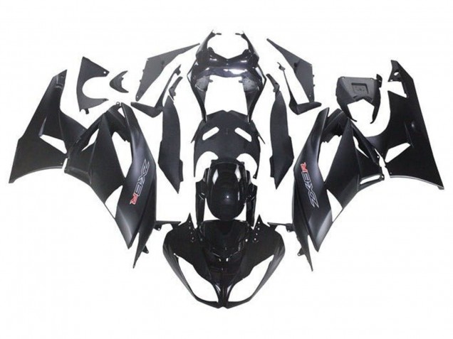 Kawasaki ZX6R Motorrad Verkleidung Kit 2009-2012 - Glanzendes Schwarz Matt Schwarz