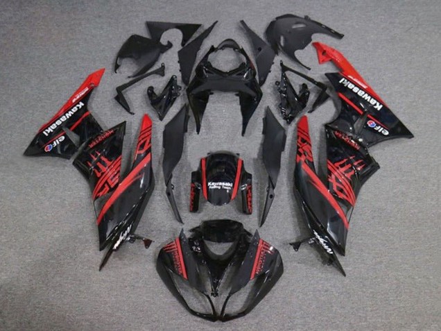 Kawasaki ZX6R Motorrad Verkleidung 2009-2012 - Glanzendes Schwarz Rot Monster
