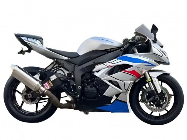 Kawasaki ZX6R Motorrad Verkleidung 2009-2012 - Weiss Blau Rot Schwarz