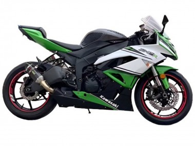 Kawasaki ZX6R Motorrad Verkleidung 2009-2012 - Weiss Grun Schwarz