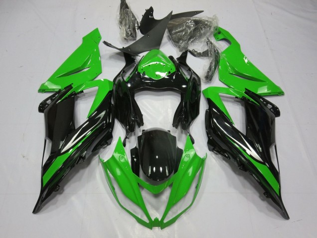 Kawasaki ZX6R Motorrad Verkleidung 2013-2018 - Grun Glanzendes Schwarz