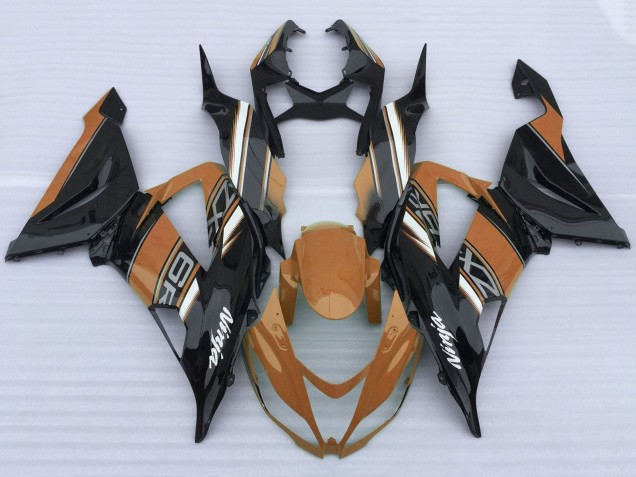 Kawasaki ZX6R Motorrad Verkleidung 2013-2018 - Orange Schwarz Weiss