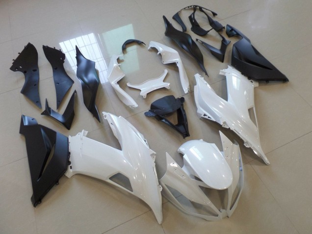 Kawasaki ZX6R Motorrad Verkleidung 2013-2018 - Weiss Matt Schwarz