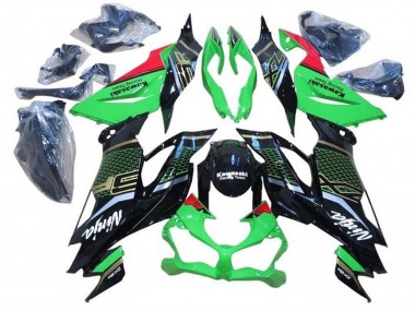Kawasaki ZX6R Motorrad Verkleidung 2019-2022 - Grun Rot Glanzendes Schwarz Bienenwabe