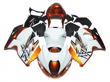 Suzuki GSXR 1300 Hayabusa Motorrad Verkleidung 1996-2007 - Weiss Orange Schwarz