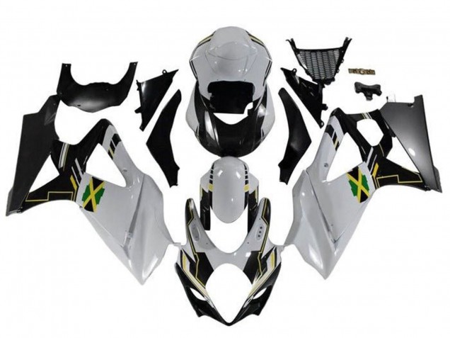 Suzuki GSXR 1000 Motorrad Verkleidung 2005-2006 - Weiss Schwarz Gelb Jamaica