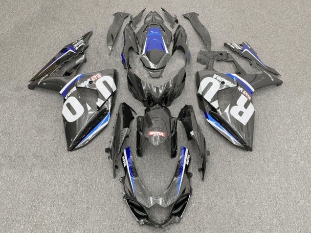 Suzuki GSXR1000 Motorrad Verkleidung 2017-2025 - Kunst Carbonfaser Weiss Blau
