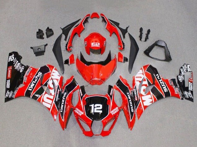 Suzuki GSXR1000 Motorrad Verkleidung 2017-2025 - Rot Weiss Schwarz Motul 12