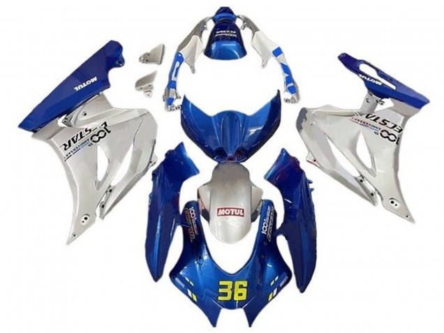 Suzuki GSXR1000 Motorrad Verkleidung 2017-2025 - Blau Silber Motul 36