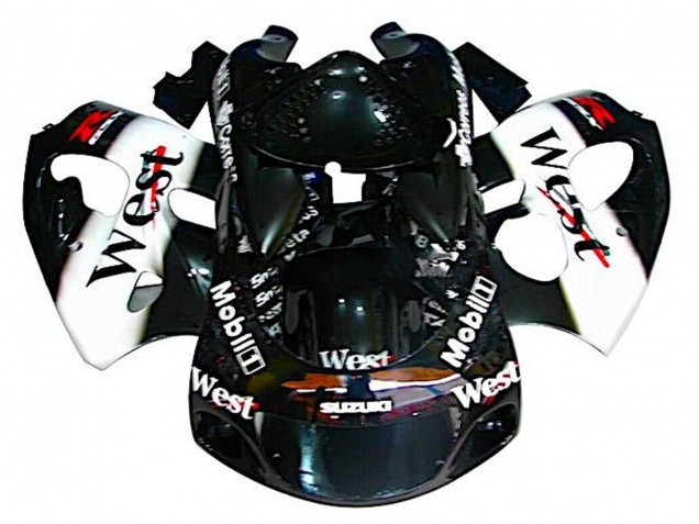 Suzuki GSXR 600 / GSXR 750 Motorrad Verkleidung 1996-2000 - Schwarz Weiss Weste