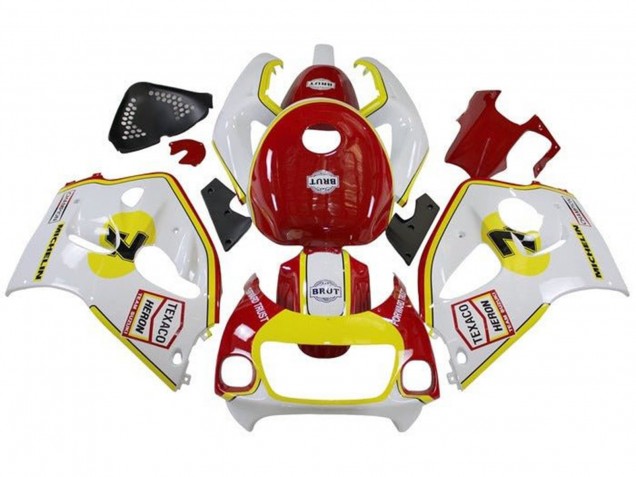 Suzuki GSXR 600 / GSXR 750 Motorrad Verkleidung 1996-2000 - Weiss Rot Gelb Texaco