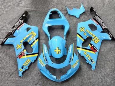 Suzuki GSXR 600 / GSXR 750 Motorrad Verkleidung 2001-2003 - Hellblau Gelb Schwarz Schwarz Rizla