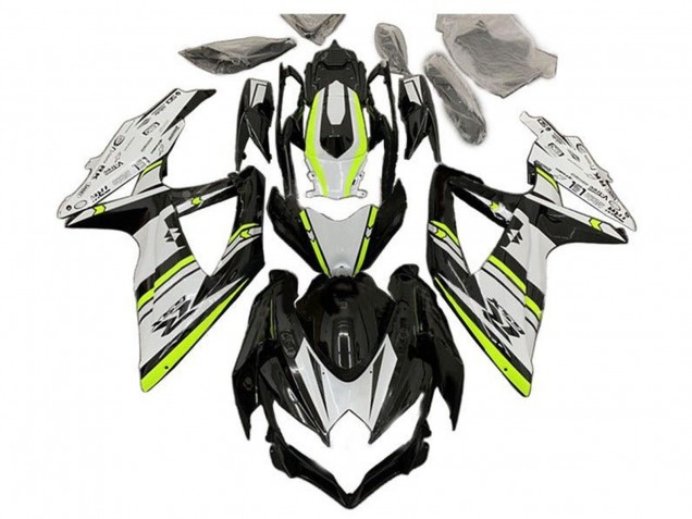 Suzuki GSXR 600 / GSXR 750 Motorrad Verkleidung 2008-2010 - Weiss Grun Glanzendes Schwarz