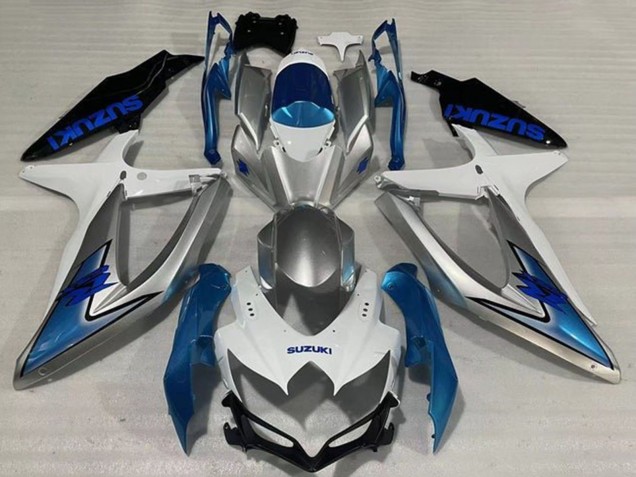 Suzuki GSXR 600 / GSXR 750 Motorrad Verkleidung 2008-2010 - Weiss Silber Hellblau Schwarz