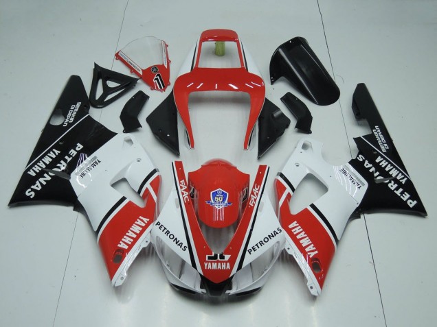 Yamaha YZF 1000 R1 Motorrad Verkleidung 1998-1999 - Rot Weiss Glanzendes Schwarz Petronas Yamalube