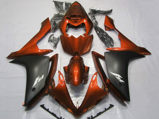 Yamaha YZF 1000 R1 Motorrad Verkleidung 2007-2008 - Orange Matt Schwarz