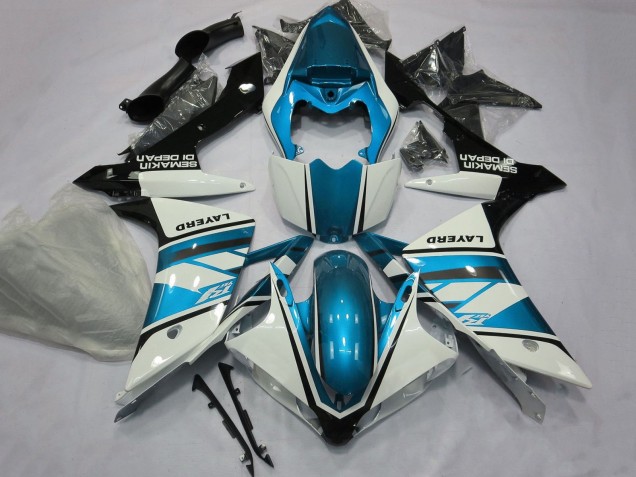 Yamaha YZF 1000 R1 Motorrad Verkleidung 2007-2008 - Weiss Hellblau Schwarz Layerd