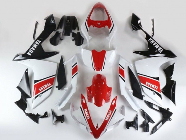 Yamaha YZF 1000 R1 Motorrad Verkleidung 2007-2008 - Weiss Rot Schwarz Streifen