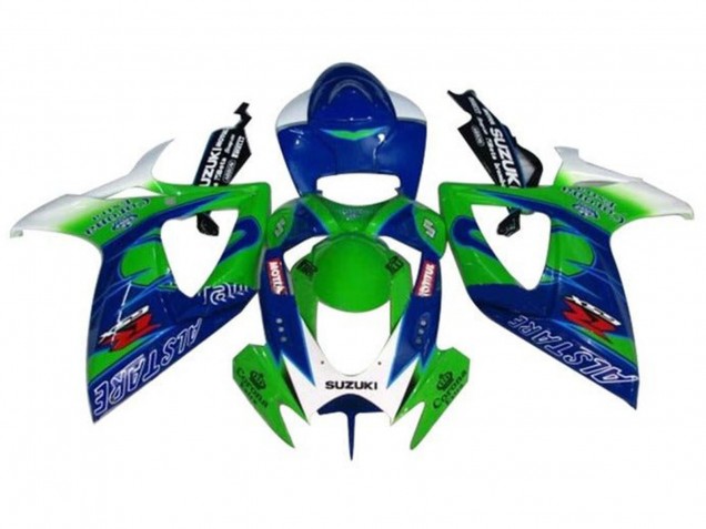 Suzuki GSXR 600 / GSXR 750 Motorrad Verkleidung 2006-2007 - Weiss Blau Grun Alstare