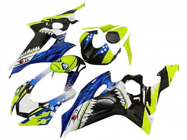 Yamaha YZF R6 Motorrad Verkleidung 2017-2025 - Neon Gelb Blau Hai