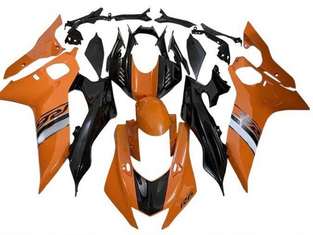 Yamaha YZF R6 Motorrad Verkleidung 2017-2025 - Orange Silber Glanzendes Schwarz
