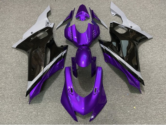 Yamaha YZF R6 Motorrad Verkleidung 2017-2025 - Grau Lila Glanzendes Schwarz