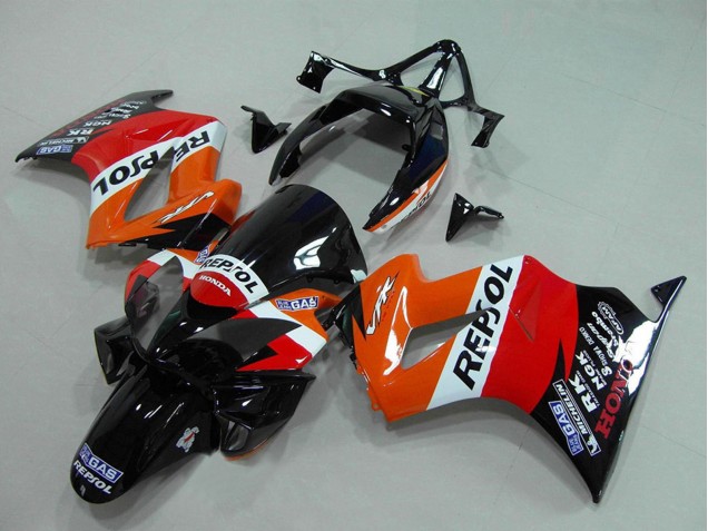 Honda VFR 800 Motorrad Verkleidung 2002-2013 - Orange Weiss Rot Glanzendes Schwarz Repsol